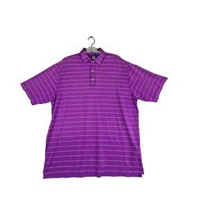 FootJoy Golf Polo Shirt XL Purple/White Stripe Men's Touchstone